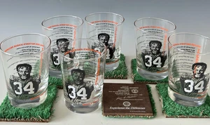 Set/6 Vintage Walter Payton Gläser mit offiziellen Soldaten Feld Astroturf Untersetzer - Bild 1 von 14
