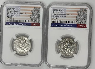 2025 P D DR VERA RUBIN AMERICAN WOMEN AWQ NGC MS67 🔥FIRST DAY OF ISSUE🔥 - Image 1 of 3