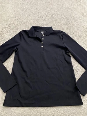 Camisa polo negra de manga larga Lands' End para mujer talla XS 2-4 Foto 1 de 4