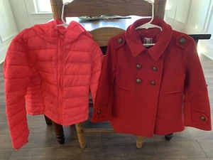 GAP KIDS RED PEACOAT AND PUFFER COAT SIZE 6 LOT X 2 WASHED VERY NICE READY SHIP - Picture 1 of 12