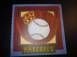 Baseball Sports Embellished Wall Plaque by Sapna, 9" x 9" - Picture 1 of 3