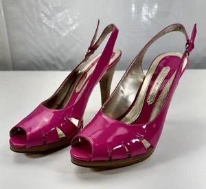 Bandolino Hot Pink Peep Toe Slingback Platform Heels Size 7.5 - Picture 1 of 13