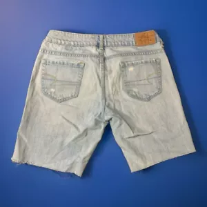 American Eagle Jean Shorts Womens 30’ Waist Blue Denim Bermuda Modified Cut Offs - Picture 1 of 8