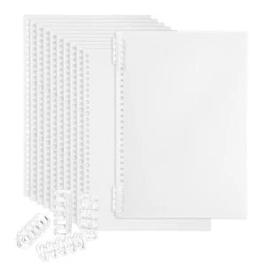 12 Pack A4 22 Mil Plastic Notebook Binder Covers with Binding Comb, White - Picture 1 of 6
