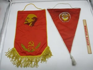 Lot of 2 Vintage USSR Russia Soviet Union Banners - Vladimir Lenin - Picture 1 of 8