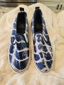 TRUE CRAFT Navy & White Tie Dye Prize Canvas Slip On Shoes Size 8.5 M - W/O Box - Picture 1 of 12