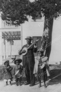 Blind Black Man Plays Banjo With Children Professional Photo Lab Reprint - Picture 1 of 1