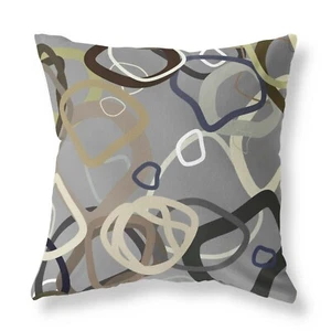 Random Shapes Zip FILLED CUSHION Designer Grey - Picture 1 of 3
