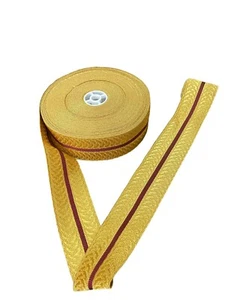 Gold Military,Mylar Braid With Half Red Line width size 5cm ( 1 meters piece ) - Picture 1 of 3