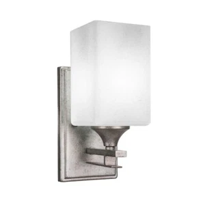 Toltec Uptowne 1 Light Sconce, Silver, 4" Square White Muslin Glass - 131-AS-531 - Picture 1 of 1