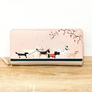 Radley & Friends Large Zip Around Leather Matinee Purse / Wallet in Pink New - Picture 1 of 6