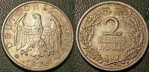 Deutschland - Republik von Weimar - 2 Mark Silber 1926 J, Hamburg Sup ! Km #45 - Bild 1 von 1