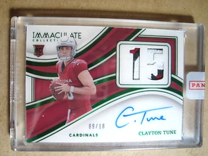 2023 Clayton Tune Immaculate Rookie Green Autograph Numbers Patch /18 QTY SEALED - Picture 1 of 5