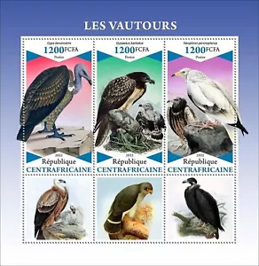 Vultures BIRDS OF PREY Birds/Bird MNH 3v-Stamp Sheet #2226 (2022 Central Africa) - Picture 1 of 1