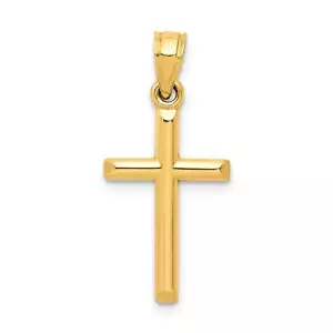 10k Real Yellow Gold High Polished Unisex Cross Pendant Charm,19x11mm - Picture 1 of 3
