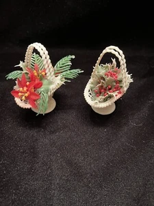 Vintage kleine Weihnachtskörbe aus Kunststoff mit Blumen - Bild 1 von 6