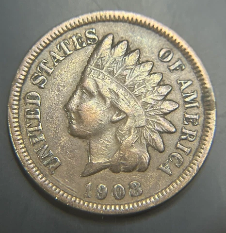 1908-S Indian Head Cent Penny VF Better Date Low Mintage Cover