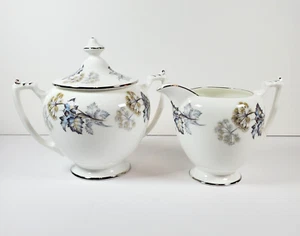 Sugar Bowl & Creamer "Camelot" Coalport Bone China Dandelion Botanical Design - Picture 1 of 14