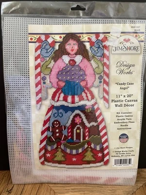 DESIGN WORKS JIM SHORE Candy Cane Angel Plastic Canvas Decor MM# 22827 2265 - Image 1 of 4