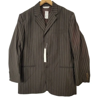NWT Perry Ellis Brown Pinstripe Single-Breasted Suit Jacket Blazer XL 44 Regular - Image 1 of 4