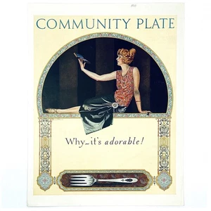 1923 Bird of Paradise Flatware by Community - Vintage Art Nouveau Print Ad - Picture 1 of 1