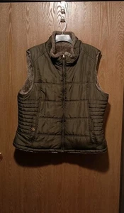 KC Collection Reversible Vest Jacket 3X Green Insulated Zip UP Button Pockets - Picture 1 of 12