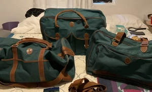 Set Of 3 Ralph Lauren Polo Lightweight Green Canvas Luggage’s - Picture 1 of 19