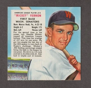 1954 Red Man Tobacco Baseball - # 13 Mickey Vernon - Senators - No Tab - Picture 1 of 2
