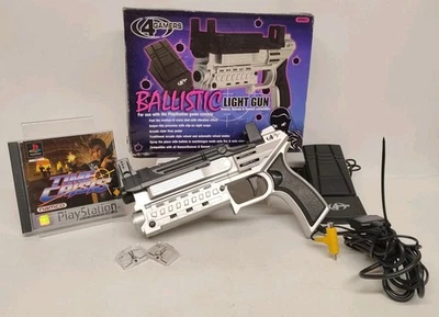 4Gamers Ballistic Light Gun w/Foot Pedal & Time Crisis Game PS1 PS2  Boxed  - Image 1 of 4