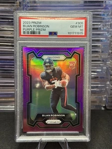 2023 Prizm Bijan Robinson #305 Purple 107/125 RC PSA 10 - Picture 1 of 2