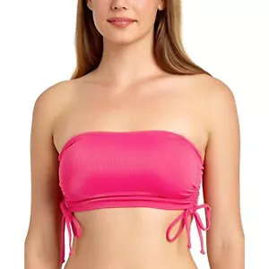 $20 California Waves Juniors' Ribbed Side-Tie Cami Bandeau Bikini Top Size Small - Picture 1 of 3