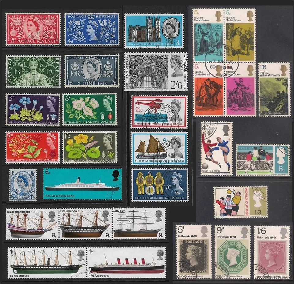 GB 1953-1970 Juegos de sellos conmemorativos Ord fósforo fino usado conjunto múltiple opción Foto 1 de 1