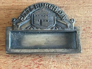 Pittsburgh, PA ID Badge Pin Ribbon Holder Pinback Bastian Bros USA Deco Vintage - Picture 1 of 18