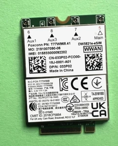 Dell WWAN DW5821e-eSIM T77W968 LTE 4G 33P02 pour Dell 7400 7424 5420 5424 - Photo 1/1