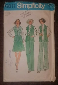 VINTAGE SIMPLICITY MISSES Unlined VEST SKIRT PANTS PATTERN 6811 - CUT - Picture 1 of 4