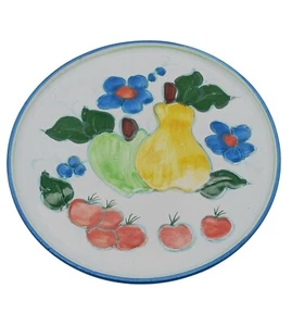 Plato Himark Portugal pintado a mano fruta/floral con labio 10-5/8 pulgadas de diámetro - Imagen 1 de 8
