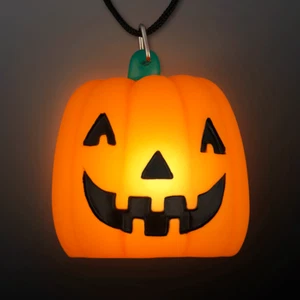 HALLOWEEN Pumpkin LED Light Up Flashing Necklace Fun (Pack of 3) - Picture 1 of 3