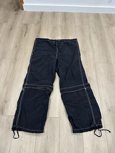 Caffeine Wide Leg Parachute Raver Skater Goth Black Kikwear JNCO Convertible L - Picture 1 of 15
