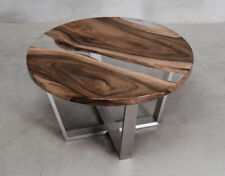 Custom resin table top made of natural wood round live edge table top