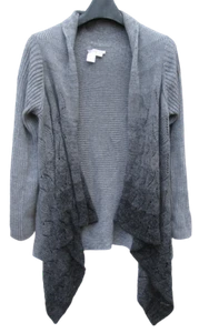 Med 10/12 Coldwater Creek Damen-Cardigan grau ombre kaskadenförmig PULLOVER Baumwolle gebraucht, in einwandfreiem Zustand - Bild 1 von 4