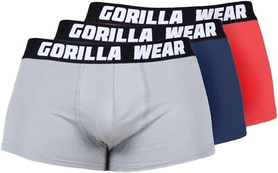 Boxershorts Gray Navy Red Gorilla Wear atmungsaktiv leicht bequeme 3-Pack