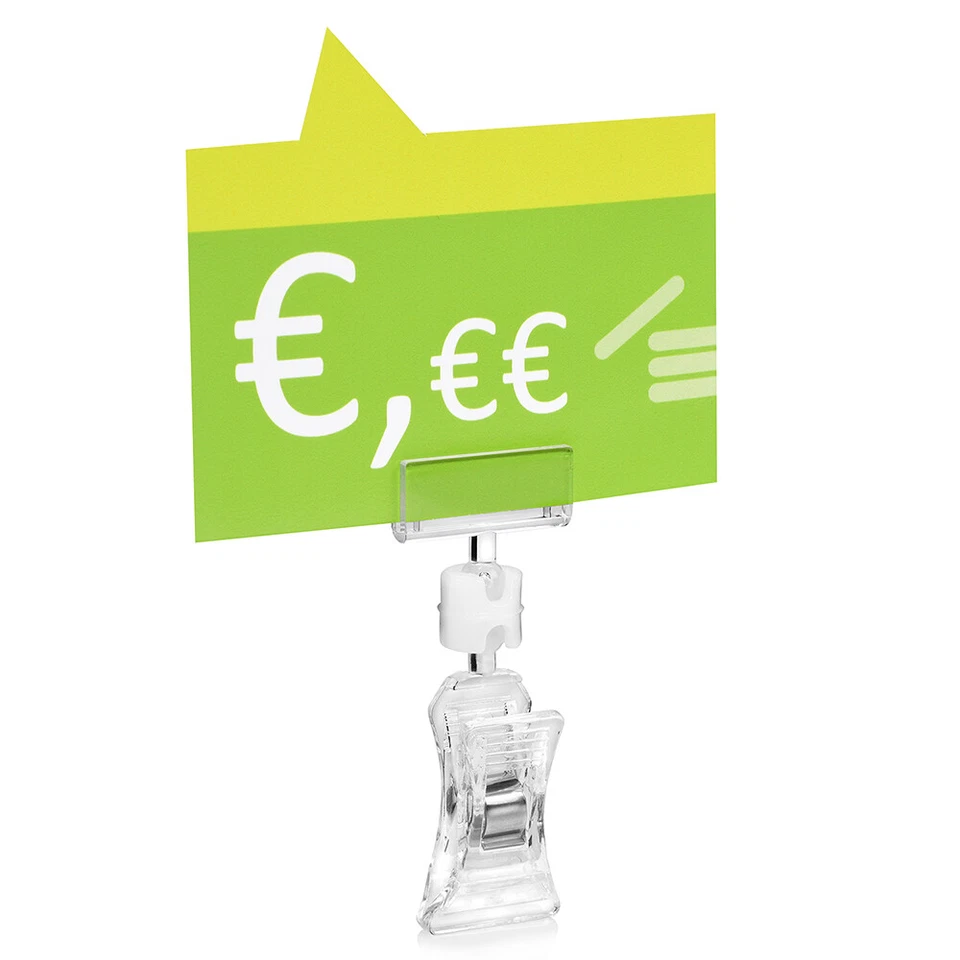 UNBEKANNT 10 Stück Preisklammer / Preisschildhalter / Klemme verstellbar mit Kugelgelenk