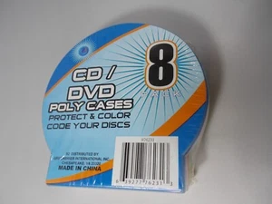 NOS CD/DVD Poly CASES 8 Pack Color Coded Regular Sized CD Protectors Free S&H - Picture 1 of 10