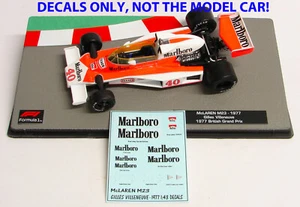 DECALS for Gilles Villeneuve 1977 McLaren M23. 1:43 Formula 1 Collection - Picture 1 of 8