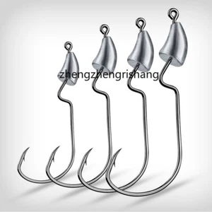 15pcs Bullet Jig Heads Swimbait Fishing Hooks Weedless Offset Weighted Hook  - Picture 1 of 32