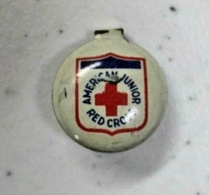 Vtg Small American Junior Red Cross Fold Tab Button 9836 - Picture 1 of 2