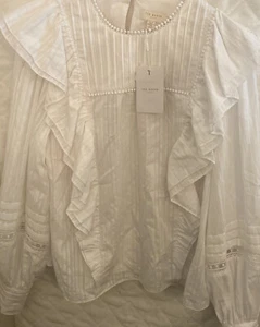 Ted Baker London Damenbluse doppelte Rüschen Silais elfenbeinfarben Landhauskern 3 US 8–10 - Bild 1 von 12