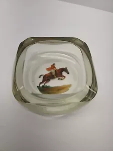 Bandeja de cenizas rectangular de vidrio transparente pesado caballo ecuestre de colección 6x6 - Imagen 1 de 5