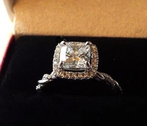 Shane Co certified 1.08ct Center Diamond in 14K White Gold Diamond Accented Ring - Picture 1 of 8