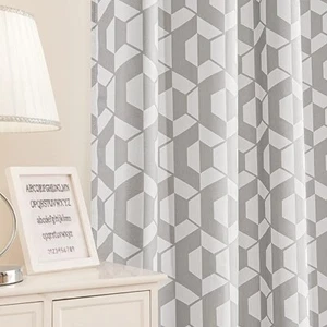 subrtex bedruckte Vorhänge für Wohnzimmer Filterung für Fenster 84" Würfel beige NEU - Bild 1 von 3